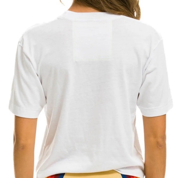 Aviator Nation Rock and Roll White Cropped Tee - Picture 2 of 5